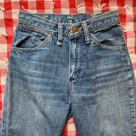 Vintage 70s Wrangler Jeans Flare Light Wash Western Blue‎ Denim // Size 25 - Picture 4 of 8
